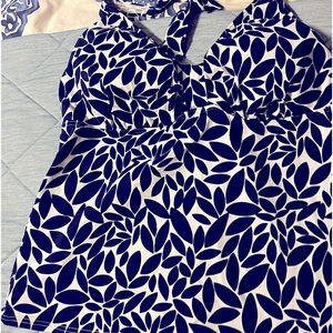 High quality swim top. Navy blue and white